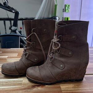 Sorel Dark Brown Lace Up Wedge Boots